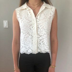 ALEXIS white lace collared tank